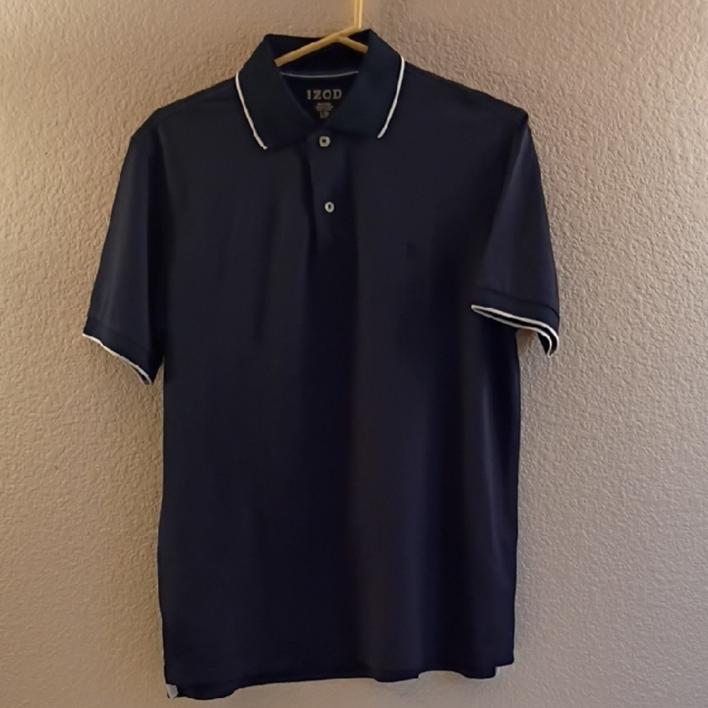 Izod Navy Polo with White Contrast Piping